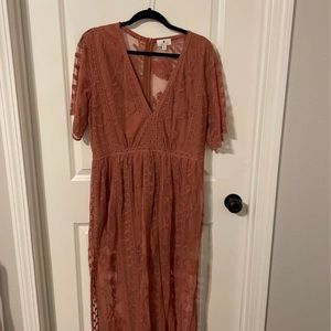 Socialite Lace Jumpsuit Romper Dress Rust Size 2X